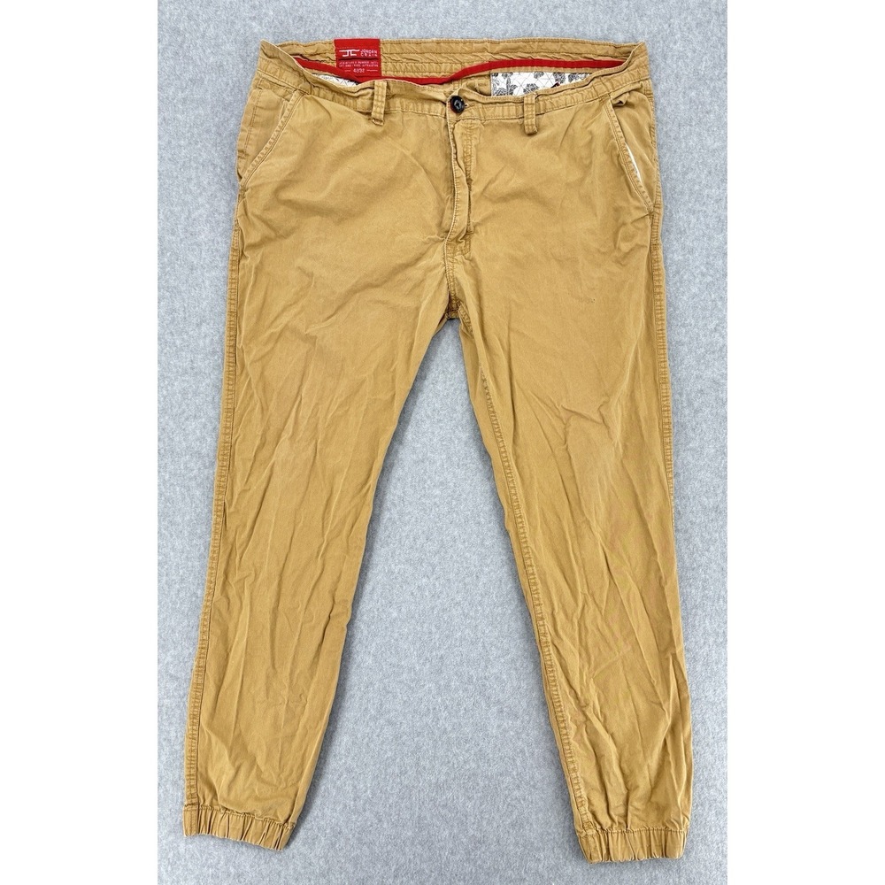 Jordan Craig Khaki Jogger Pants Mens 42x32 Tan Cotton Tapered Elastic Cuff